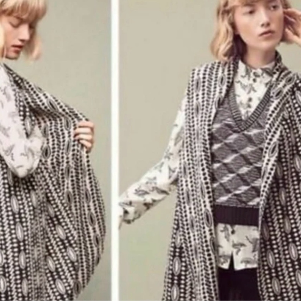 Moth by Anthropologie Draped Wool Blend Jacquard Sweater Vest - Size XS - Picture 2 of 8